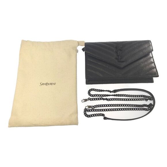 Yves Saint Laurent Yves Saint Laurent YSL Logo Plate Leather Chain Shoulder - Picture 10 of 10